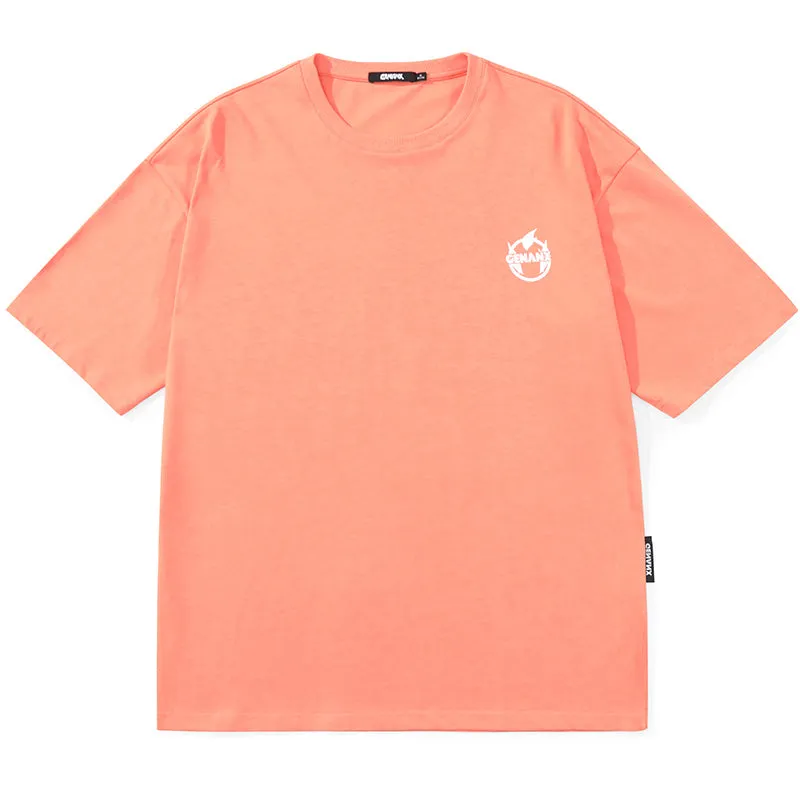 Minimalist Plain Cartoon Print Cotton T-Shirt