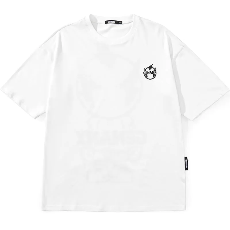 Minimalist Plain Cartoon Print Cotton T-Shirt