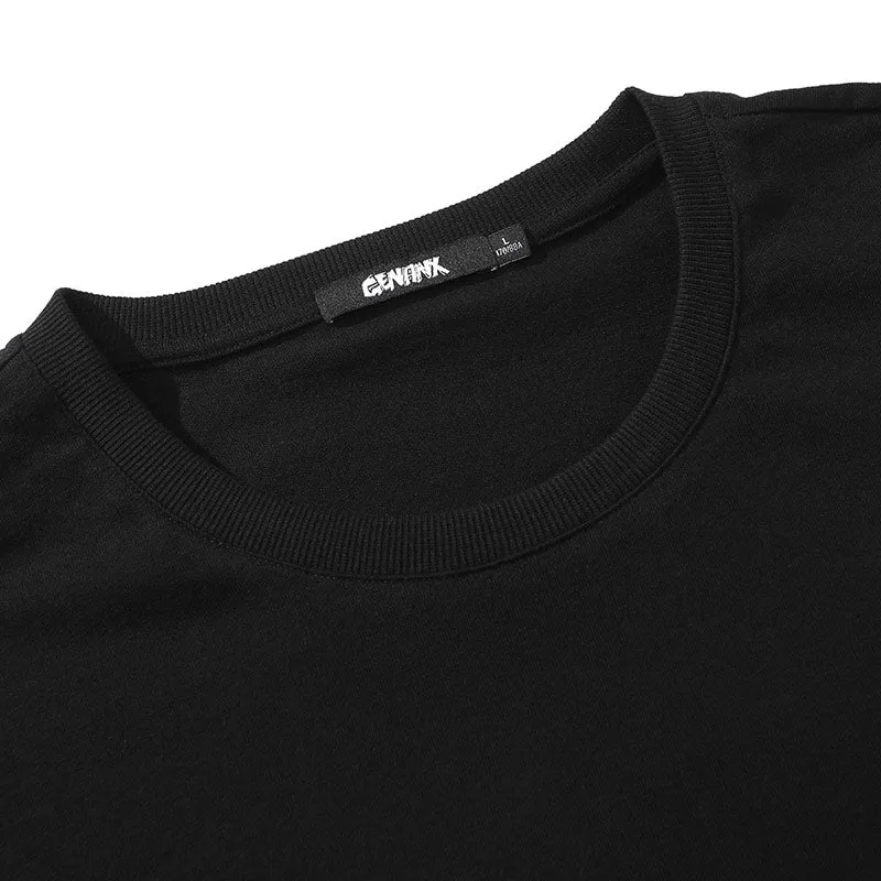 Minimalist Plain Cartoon Print Cotton T-Shirt
