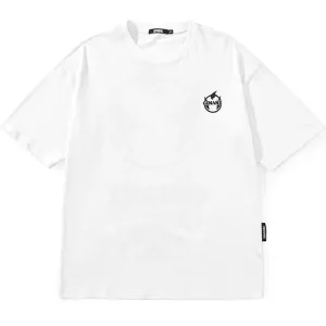 Minimalist Plain Cartoon Print Cotton T-Shirt