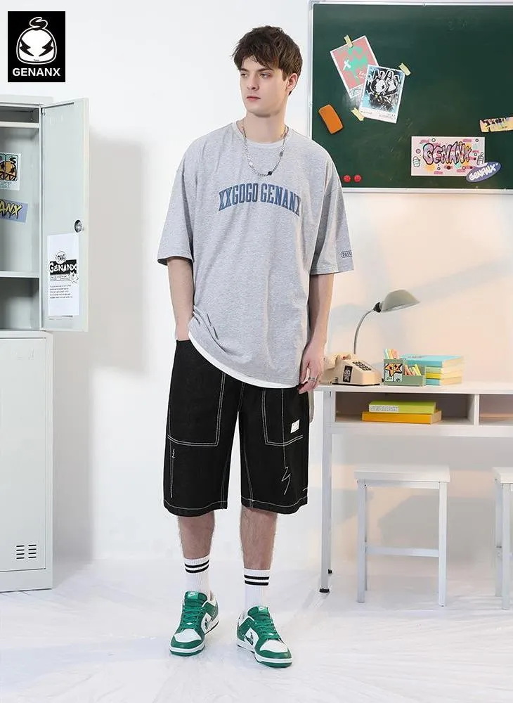 Minimalist Plain Letter Print Cotton T-Shirt