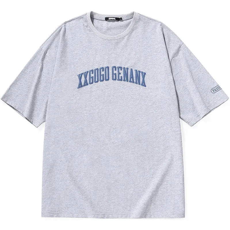 Minimalist Plain Letter Print Cotton T-Shirt