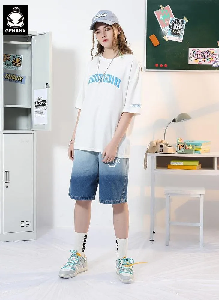 Minimalist Plain Letter Print Cotton T-Shirt