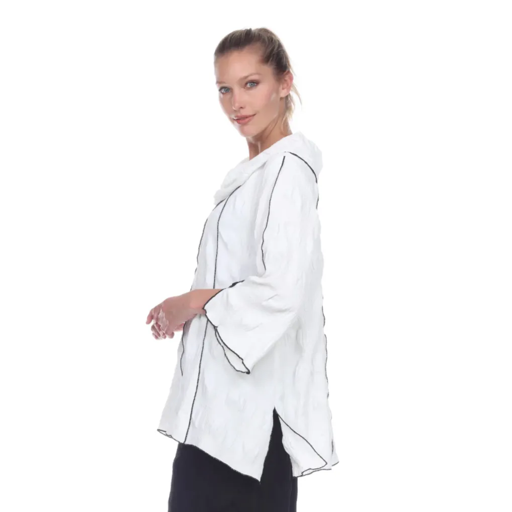 Moonlight Pucker Weave Tunic w/ Contrast Trim - 3119
