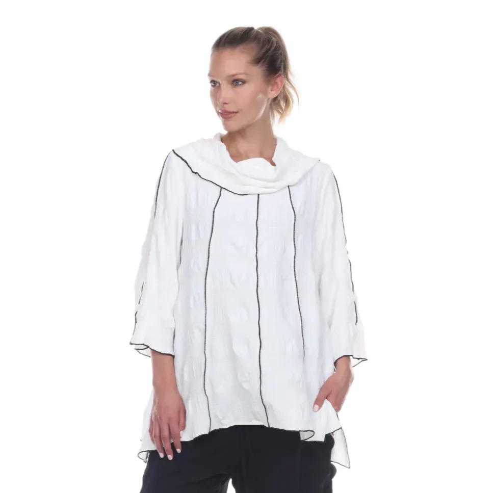 Moonlight Pucker Weave Tunic w/ Contrast Trim - 3119