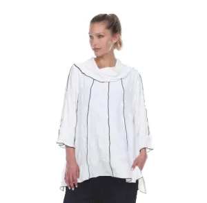 Moonlight Pucker Weave Tunic w/ Contrast Trim - 3119