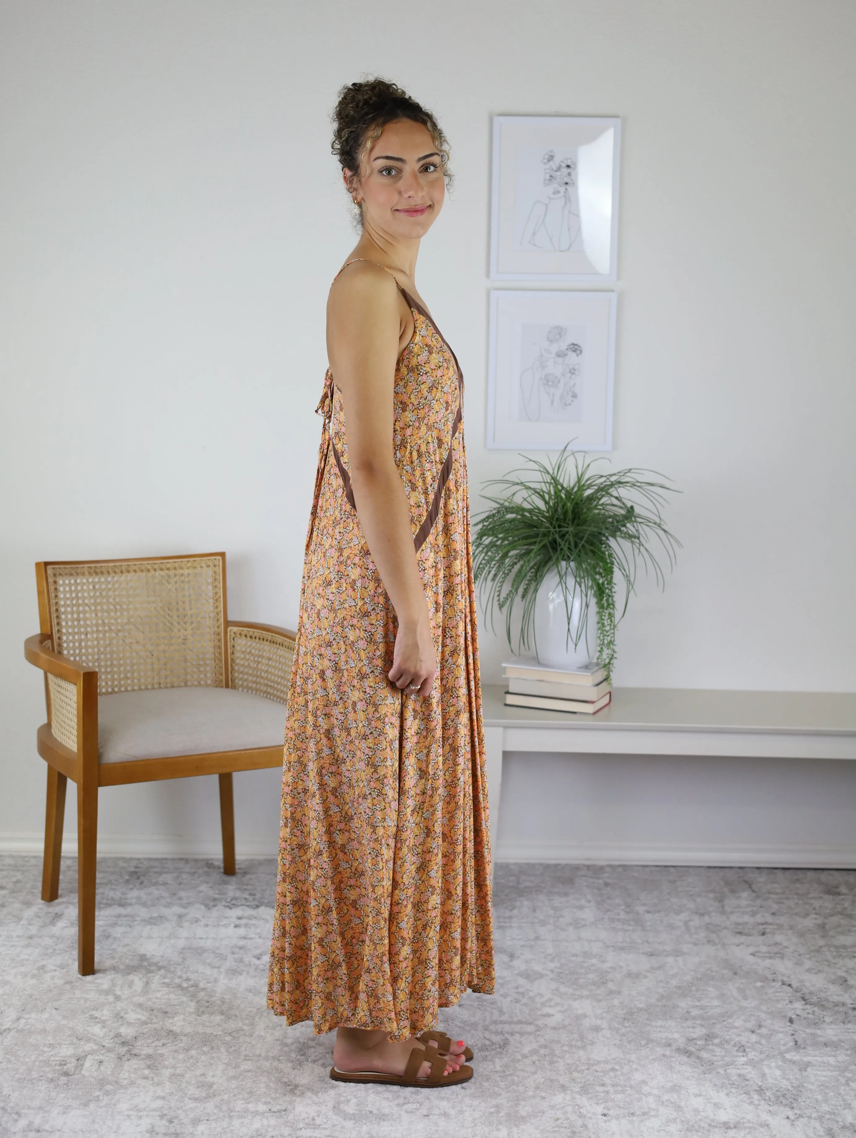 Nola Contrast Boho Maxi Dress