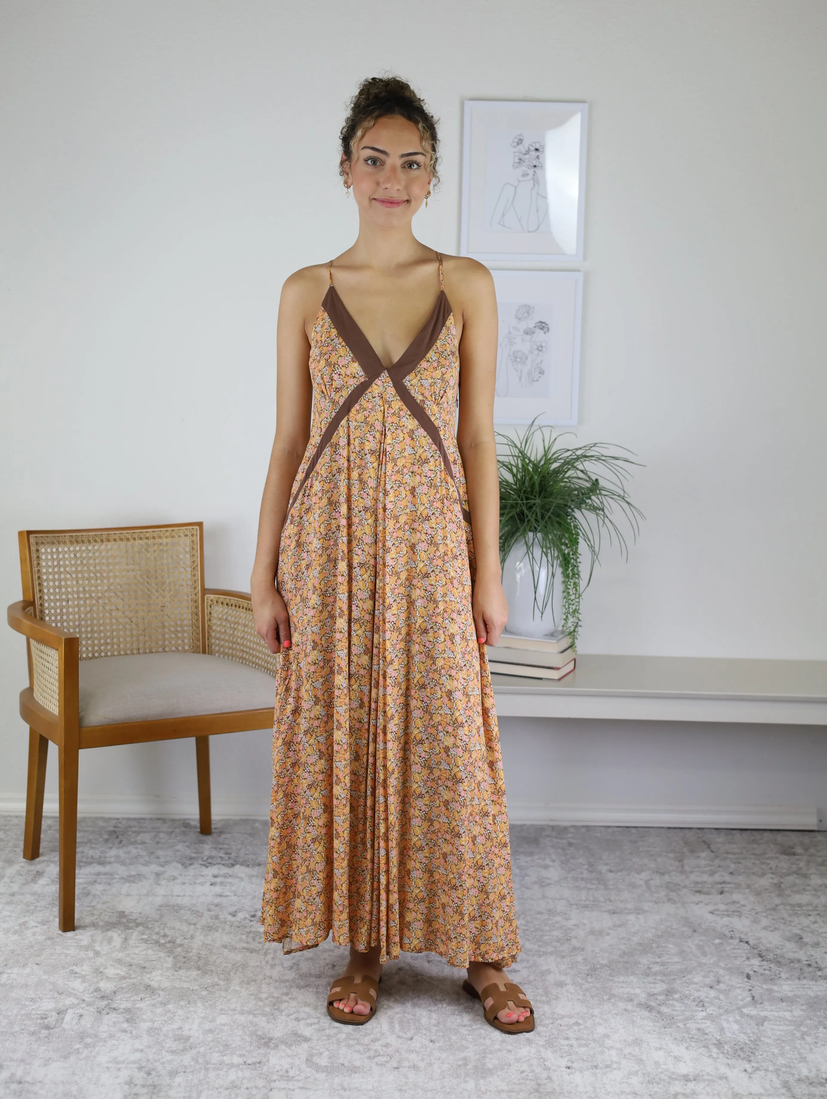Nola Contrast Boho Maxi Dress
