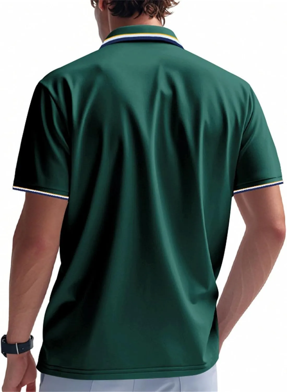 Polo Shirts for Men Trendy Quick Dry Performance Short Sleeve Dress Shirt Sport Moisture Wicking Collared T-Shirts