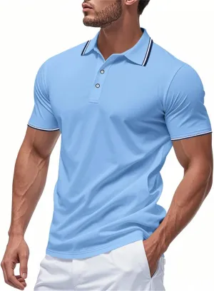 Polo Shirts for Men Trendy Quick Dry Performance Short Sleeve Dress Shirt Sport Moisture Wicking Collared T-Shirts