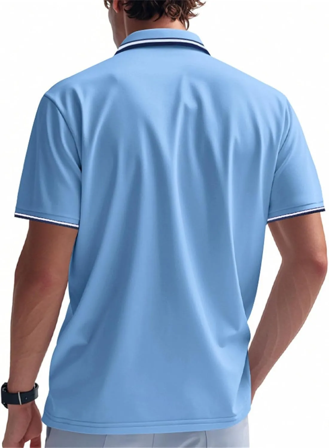 Polo Shirts for Men Trendy Quick Dry Performance Short Sleeve Dress Shirt Sport Moisture Wicking Collared T-Shirts