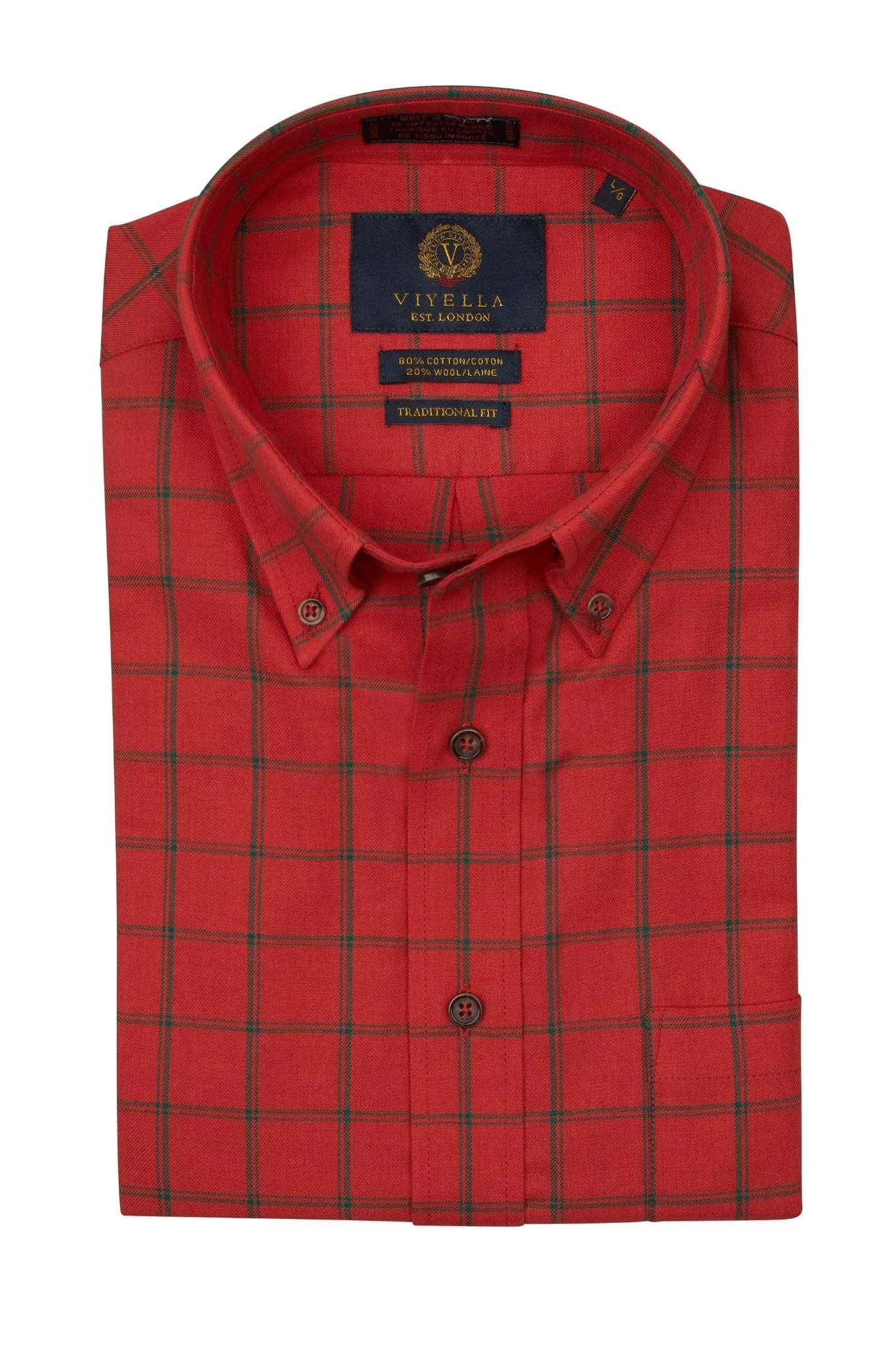 Red Check Men's Cotton & Wool Long Sleeve Shirts