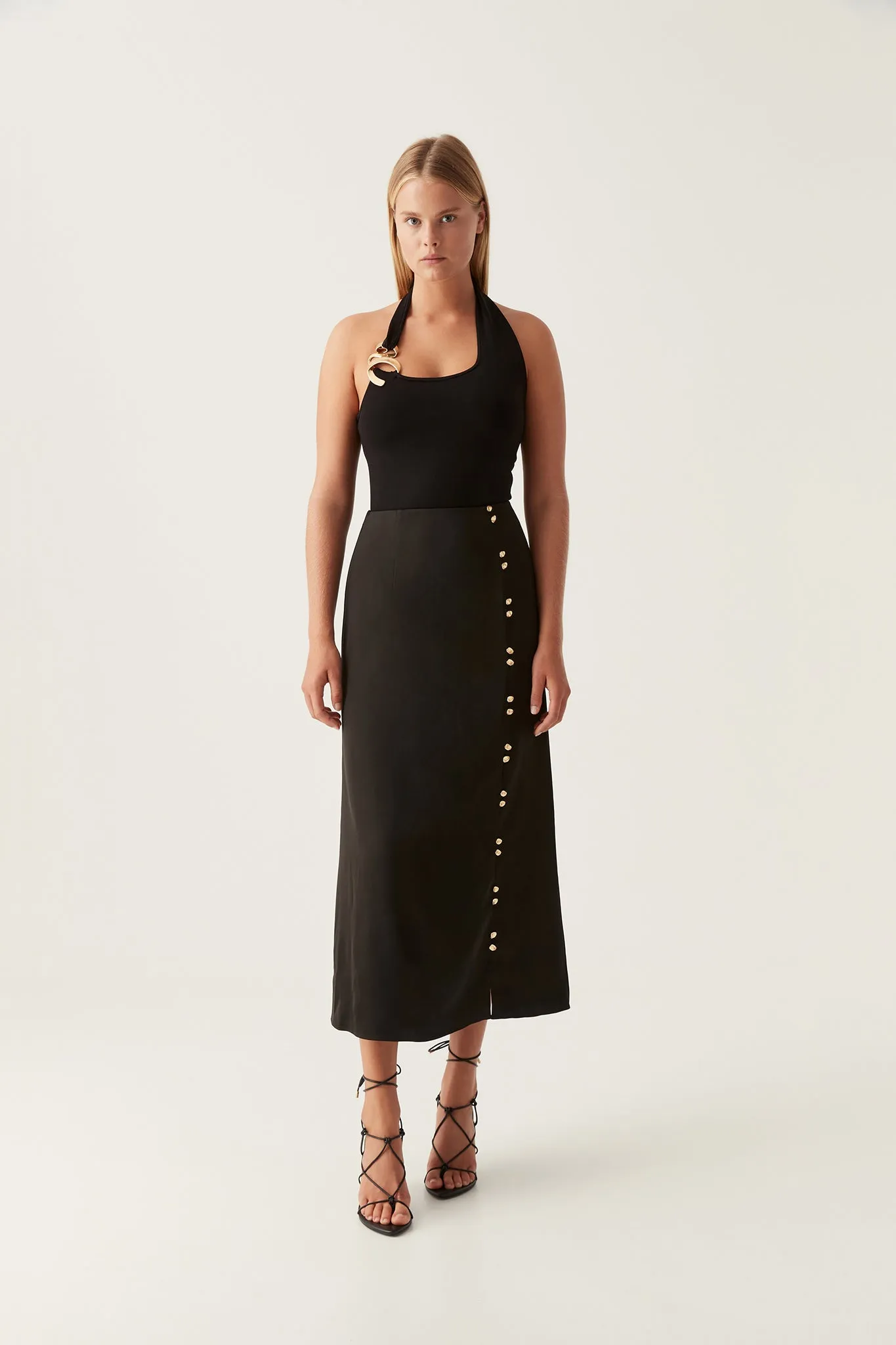 Riddle Button Down Midi Skirt