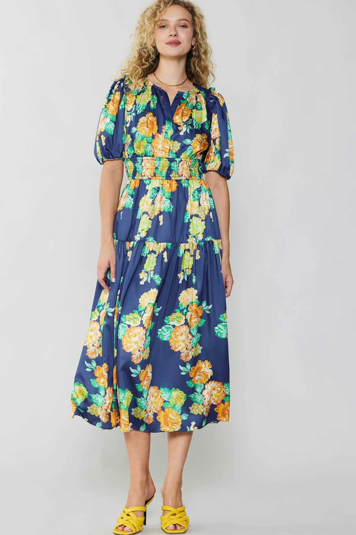 Rose Motif Maxi Dress