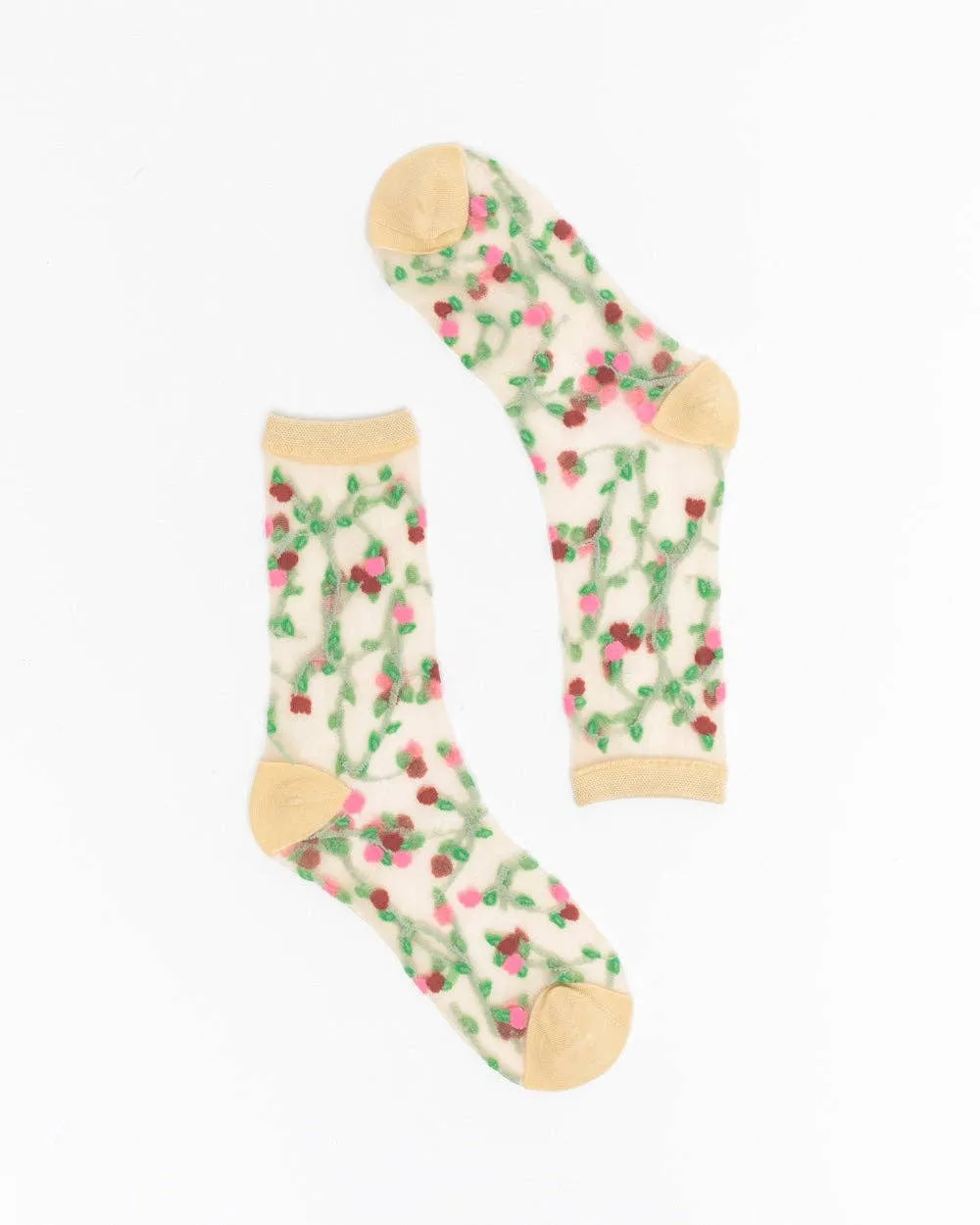 Sheer Rosettes Crew Sock - U.S. Women's Size 5.5-10