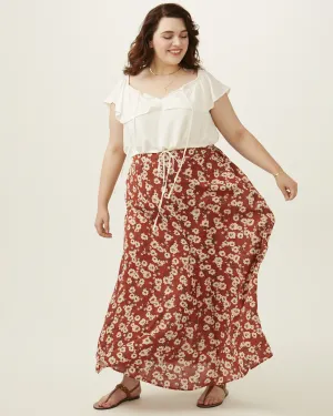 Sohla Passion Floral Maxi Skirt | Orange / Ivory