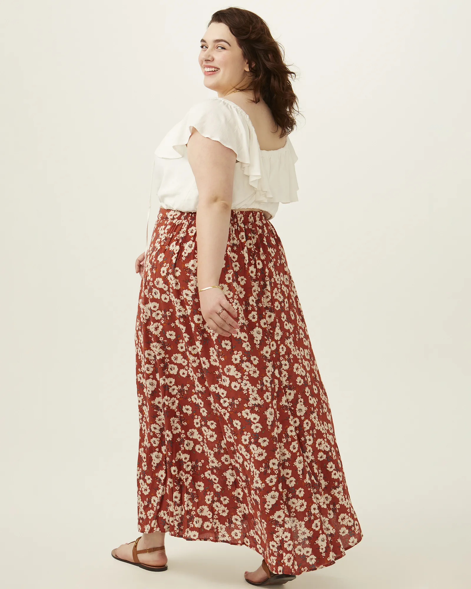 Sohla Passion Floral Maxi Skirt | Orange / Ivory