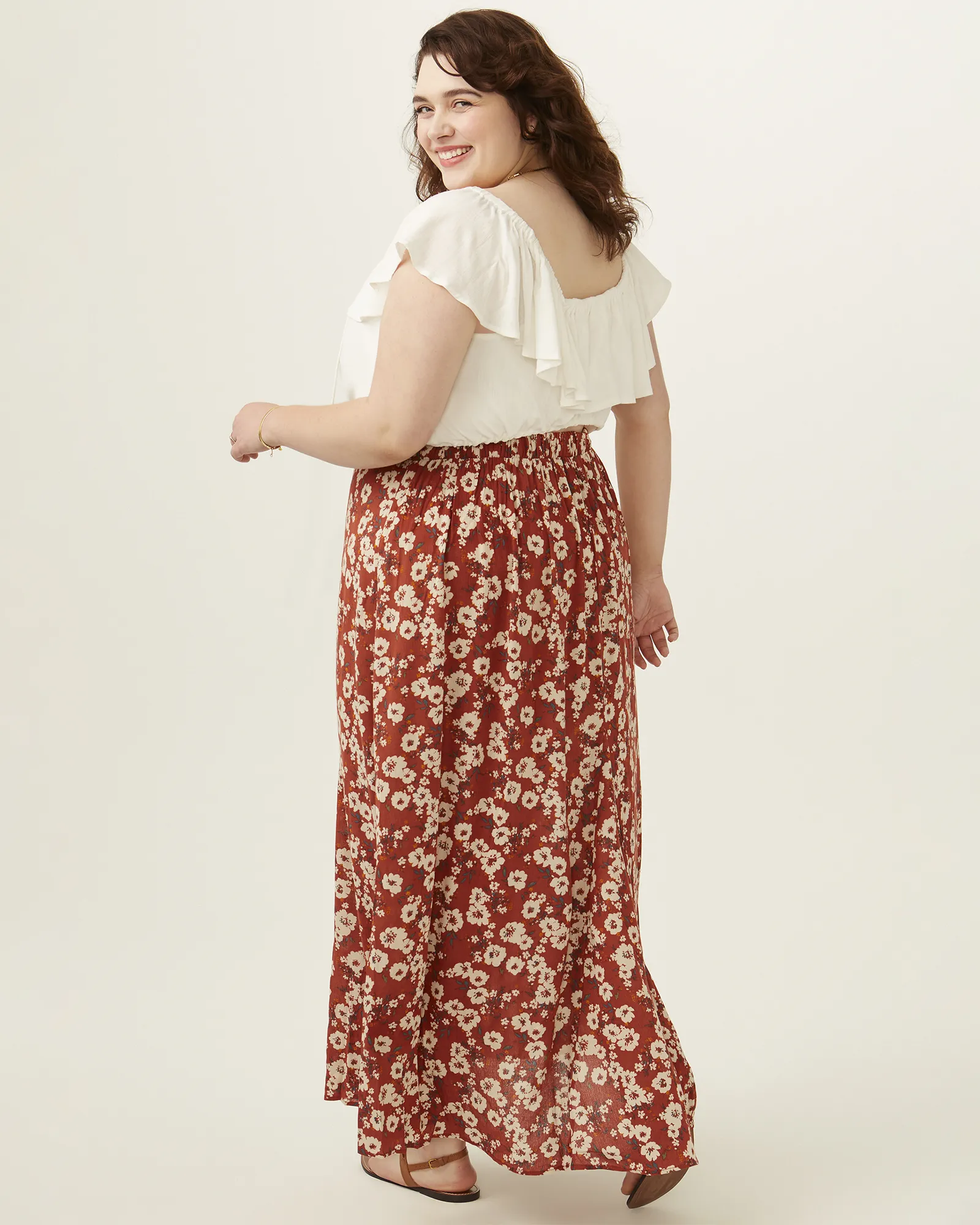 Sohla Passion Floral Maxi Skirt | Orange / Ivory