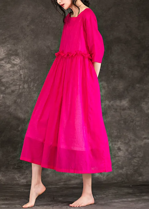 Style o neck patchwork cotton Long boutique Shirts rose Plus Size Clothing Dresses Summer