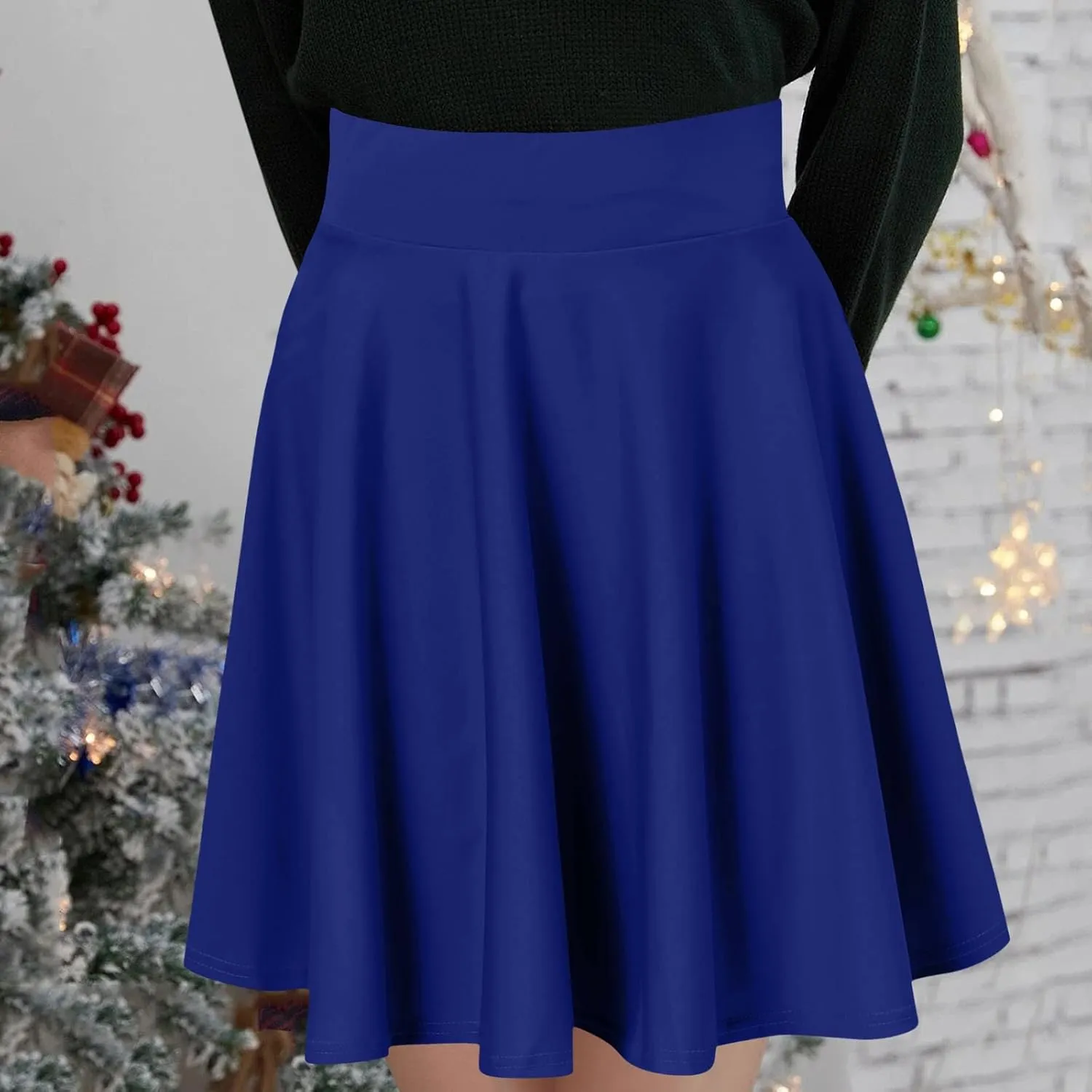 Summer Skirt with Slim Liner Stretchy High Elastic Waist Pleated Tummy Control Mini Shorts Skirts for Women