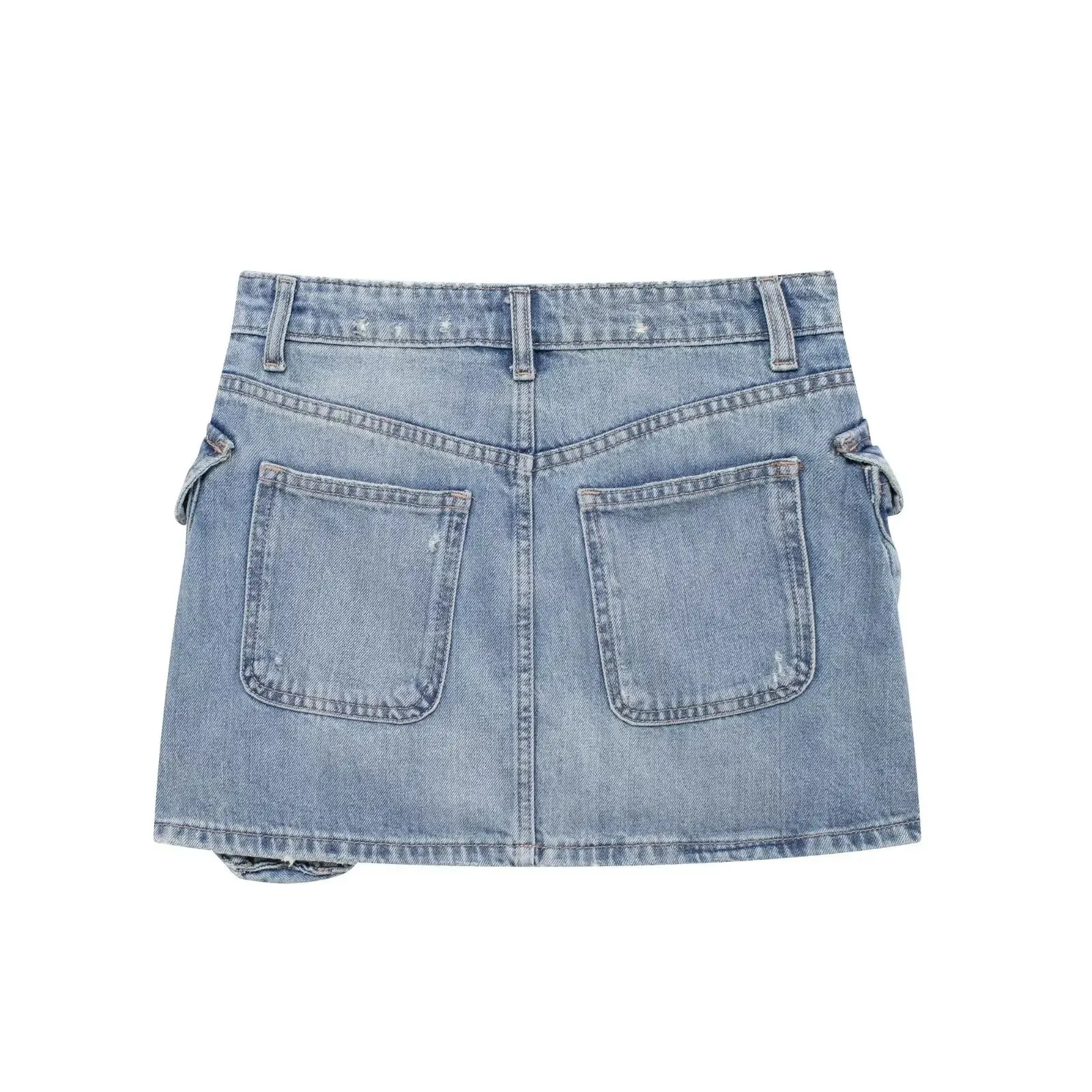 TAVIMART  -  For Summer Female Chic Mini Skirts Zipper High Waist Pockets Decoration Female Denim Button Slim Short Jean Skirts Mujer