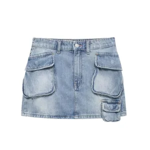 TAVIMART  -  For Summer Female Chic Mini Skirts Zipper High Waist Pockets Decoration Female Denim Button Slim Short Jean Skirts Mujer