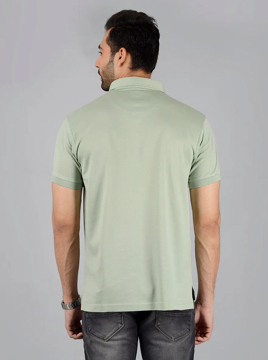 Tender Green Solid Slim Fit Polo T-Shirt | JadeBlue