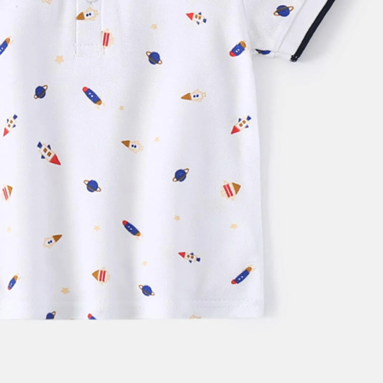 Toddler Short Sleeve Cotton Polo Shirt Cartoon Print Shirt for Baby Boys Loose Fit Collared Tops Summer Casual Clothes