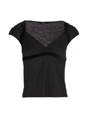 velvet-detail v-neck top