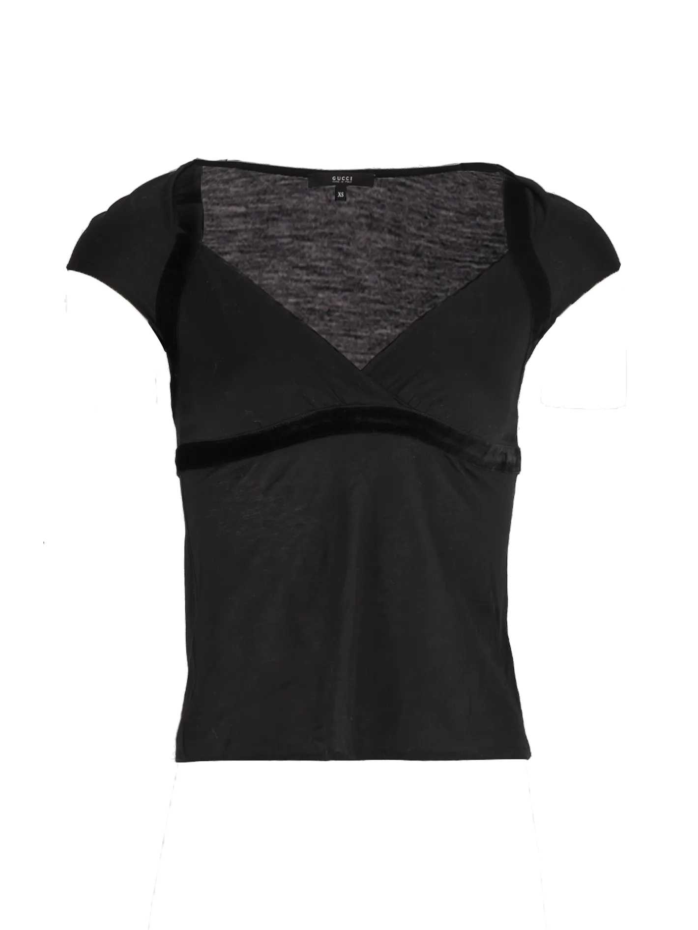 velvet-detail v-neck top