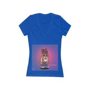 Women's Jersey Short Sleeve Deep V-Neck Tee