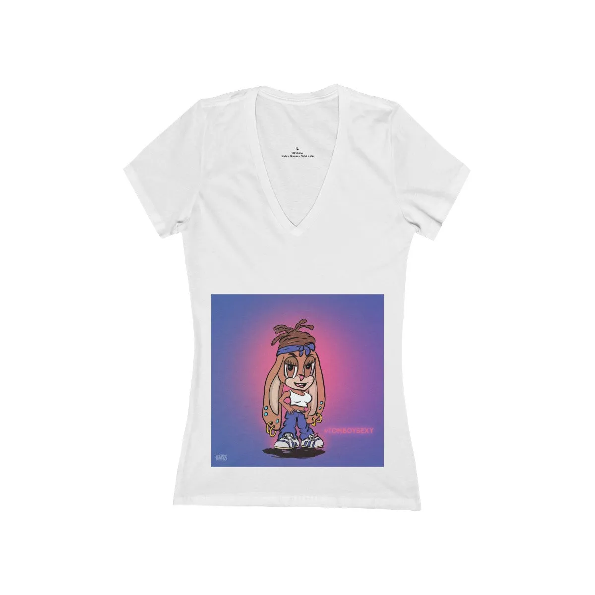 Women's Jersey Short Sleeve Deep V-Neck Tee