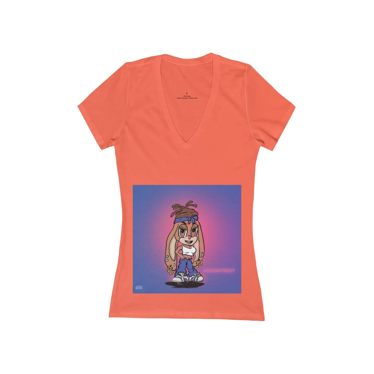 Women's Jersey Short Sleeve Deep V-Neck Tee