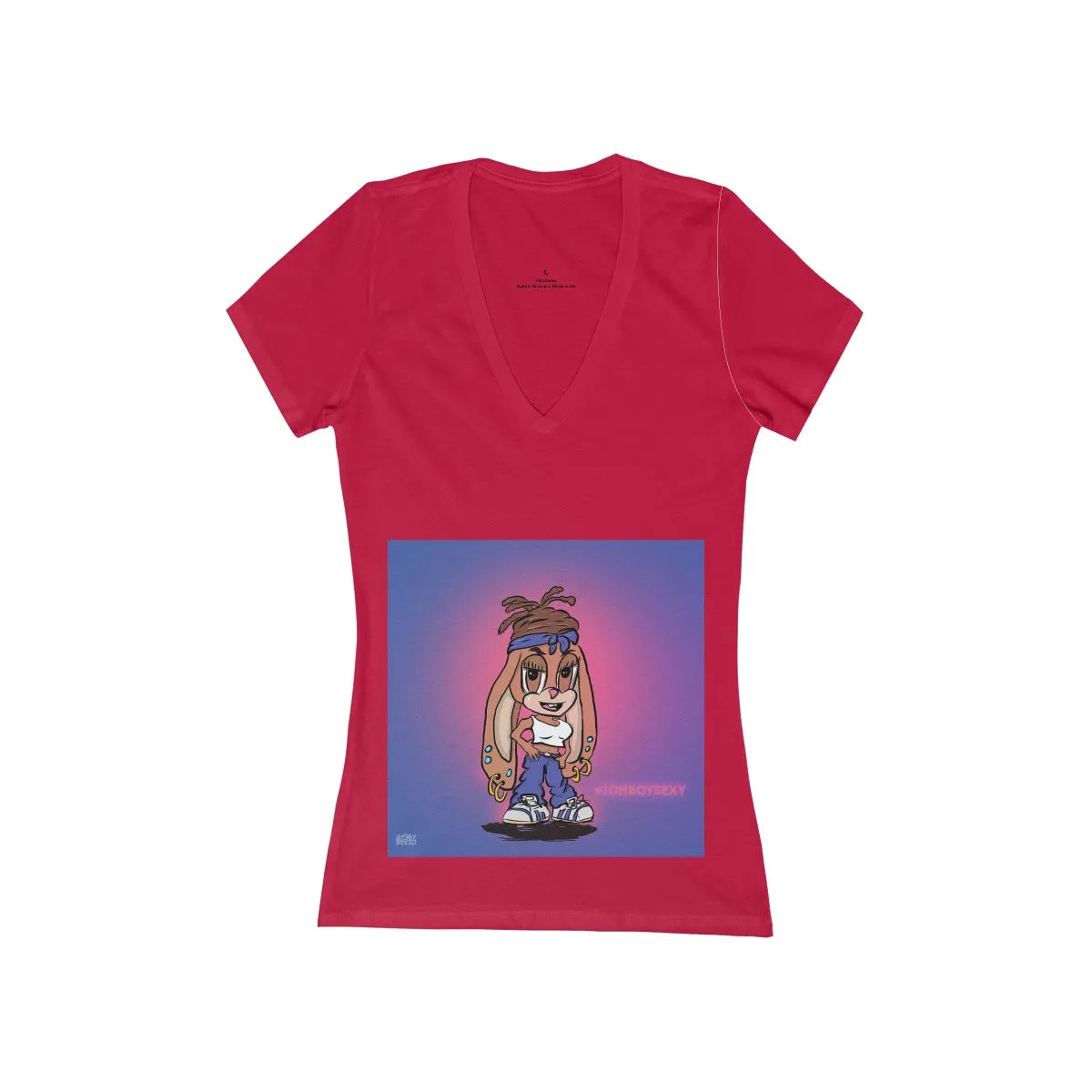 Women's Jersey Short Sleeve Deep V-Neck Tee