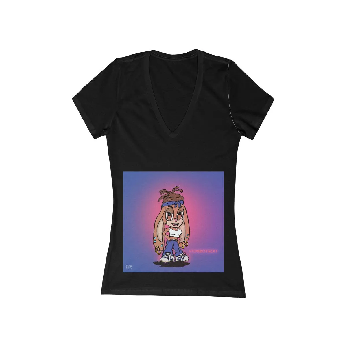 Women's Jersey Short Sleeve Deep V-Neck Tee