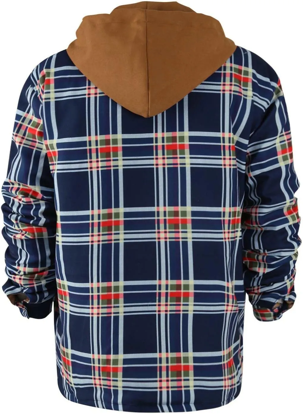 Ymosrh Men's Shirt Jackets Hooded Shirt Jacket Plaid Quilted Lined Long Sleeve Fall Winter Coat Button Shirts, M-5XL
